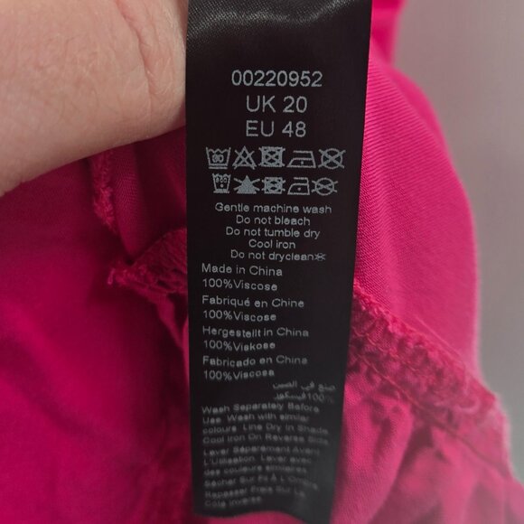 City Chic Fuscia Pink Nikki Short Sleeved Tiered Midi Dress Large/UK 20 - Picture 9 of 10